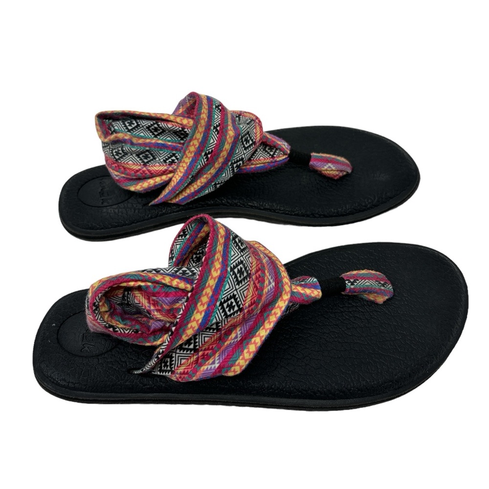 Sanuk Womens Sz 9 Tribal Aztec Multicolor Yoga Mat Sling Sandals